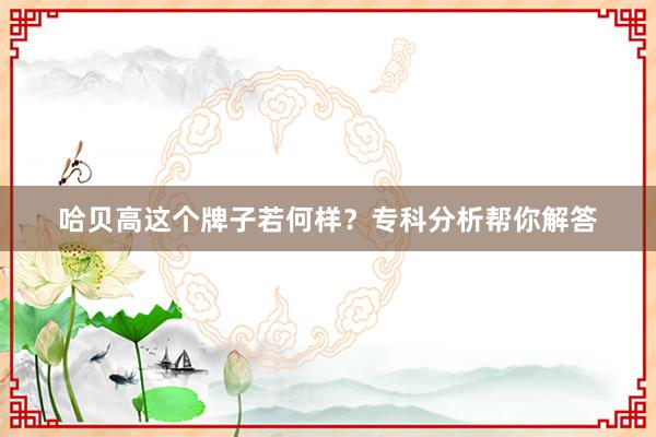 哈贝高这个牌子若何样?专科分析帮你解答